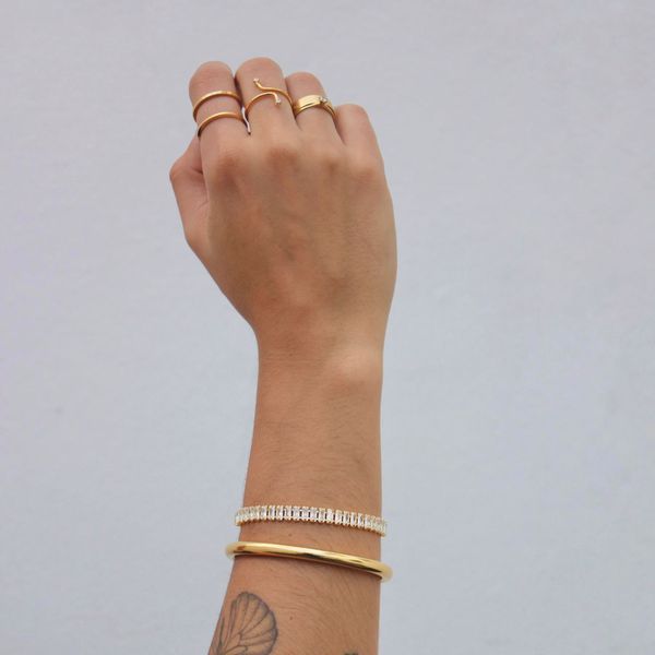 Pulseira Riviera baguete Folheado em Ouro 18k