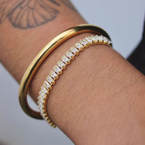 Pulseira Riviera baguete Folheado em Ouro 18k