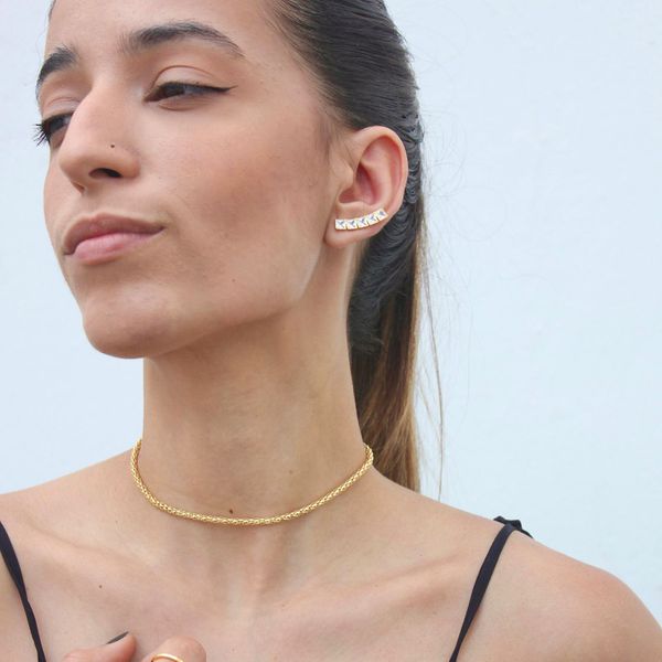 Brinco Ear cuff Cristal Folheado em Ouro 18k