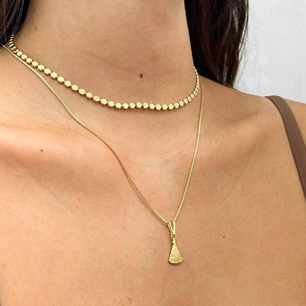 Colar Nossa Senhora P Folheado a Ouro 18k