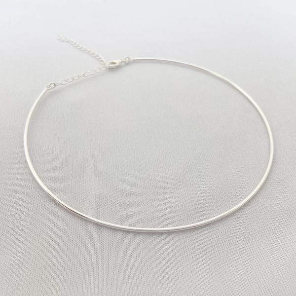 Colar Choker Aro Fina Folheado em Prata 925
