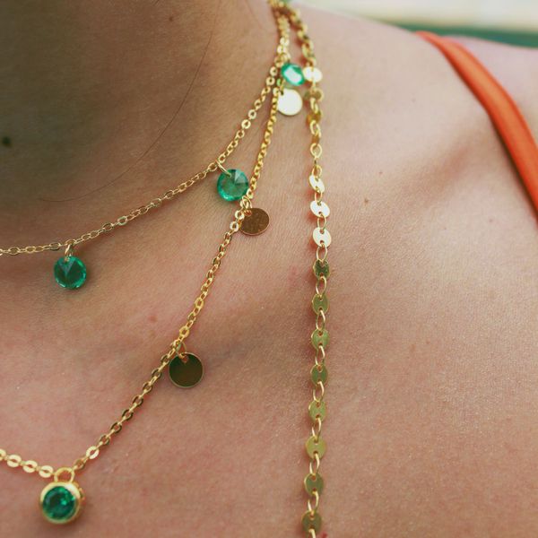 Colar Longo Medalhas com Elos Folheado em Ouro 18k