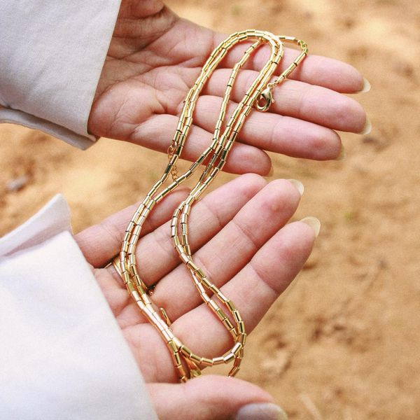 Colar Longo Canutilho Folheado em Ouro 18k