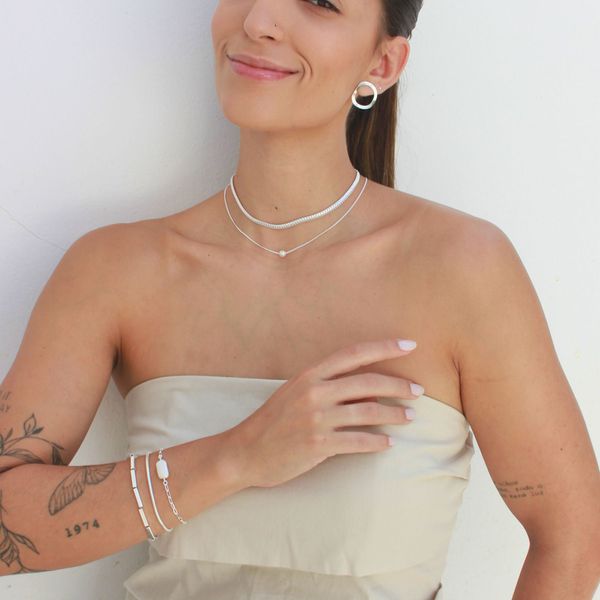 Pulseira Elos com Pérola Barroca Folheado em Prata 925