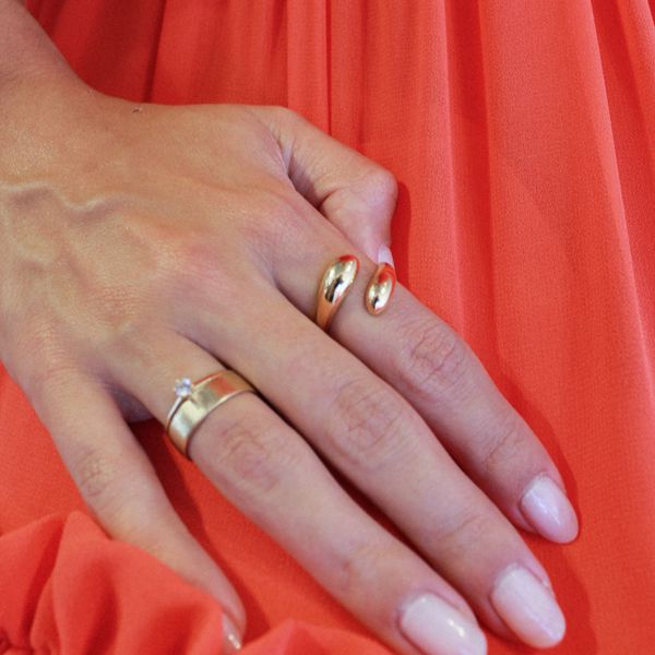 Anel Duas Gotas Folheado em Ouro 18k
