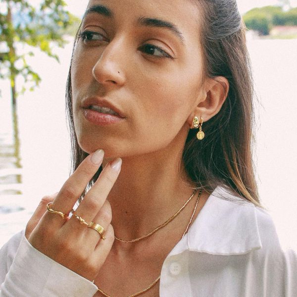 Anel Ondulado Regulável Folheado em Ouro 18k