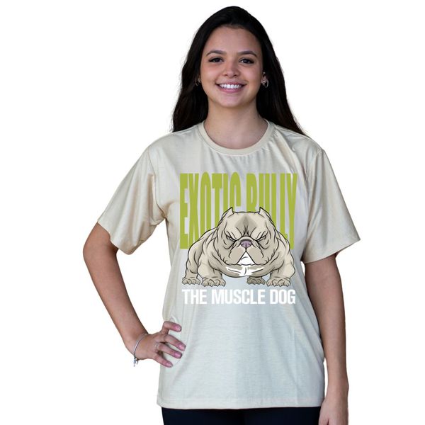 Camiseta Exotic Bully The Muscle Dog-Cáqui