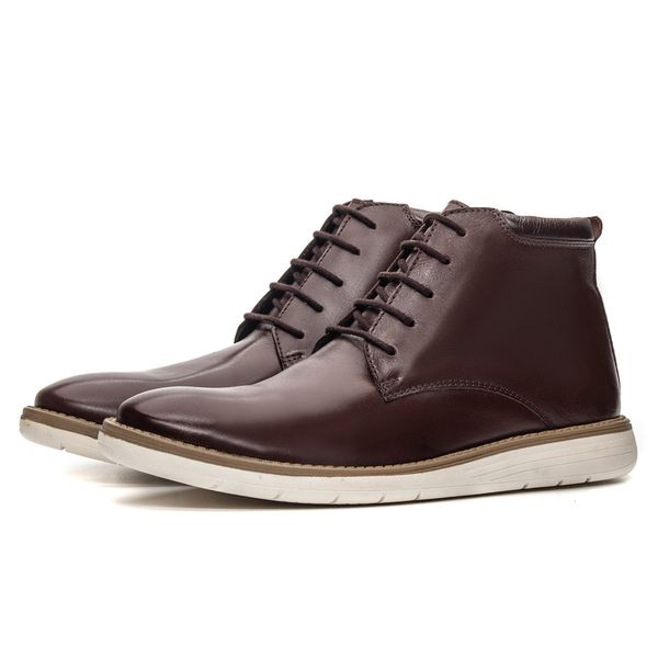 Bota Masculina Oxford Cano Alto Couro Botina Café