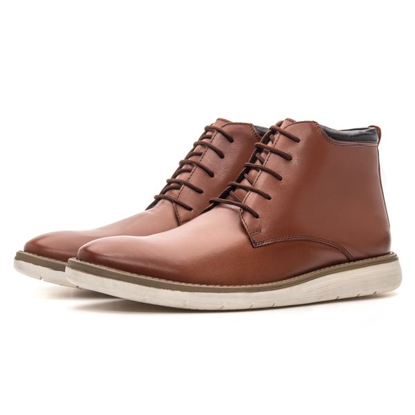 Bota Masculina Oxford Cano Alto Couro Botina Castanho