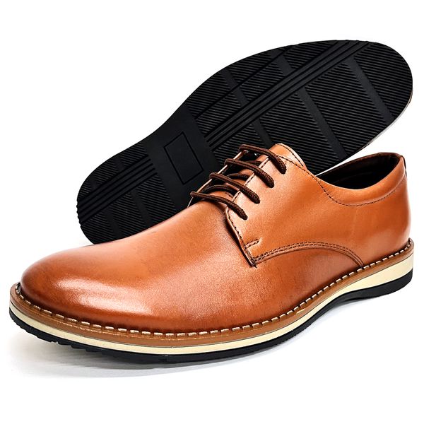 Sapato Social Masculino Confortável Macio Elegante Durável Oxford Esport Fino Couro Castanho