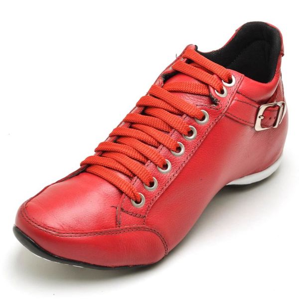 Bota Comfort em Couro com Fivela Vermelho