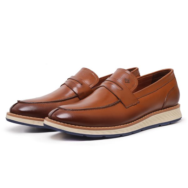 Sapato Social Masculino Confortável Macio Couro Mocassim Loafer Esport Fino