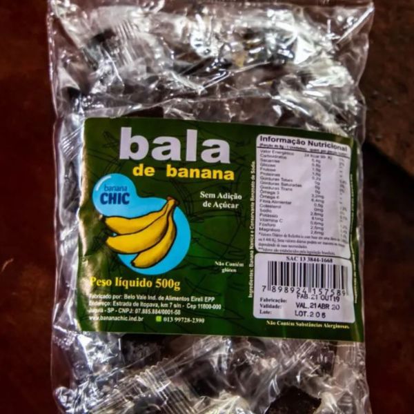 BALA DE BANANA CHIC SEM AÇÚCAR