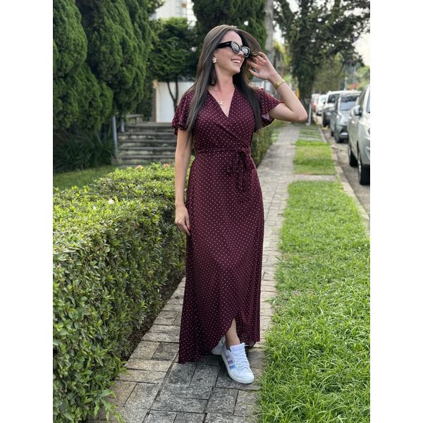 Vestido Nadia Vinho Poá