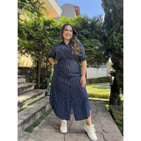 Chemise Edna Azul Marinho Poá