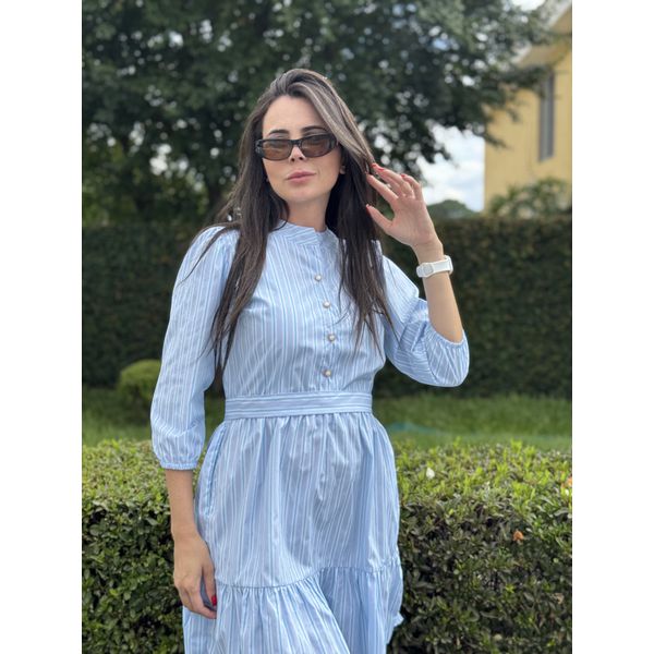 Vestido Malu Azul Listrado