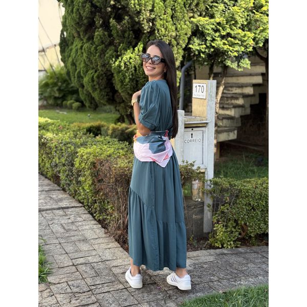Vestido Rita Verde Petroleo Plus