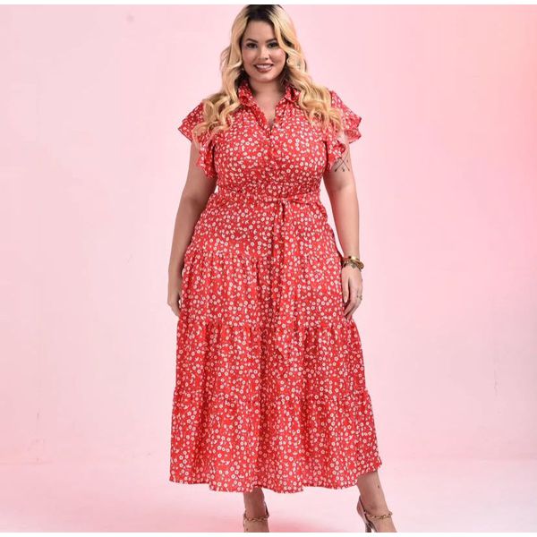 Vestido Catarina Vermelho Liberty Plus