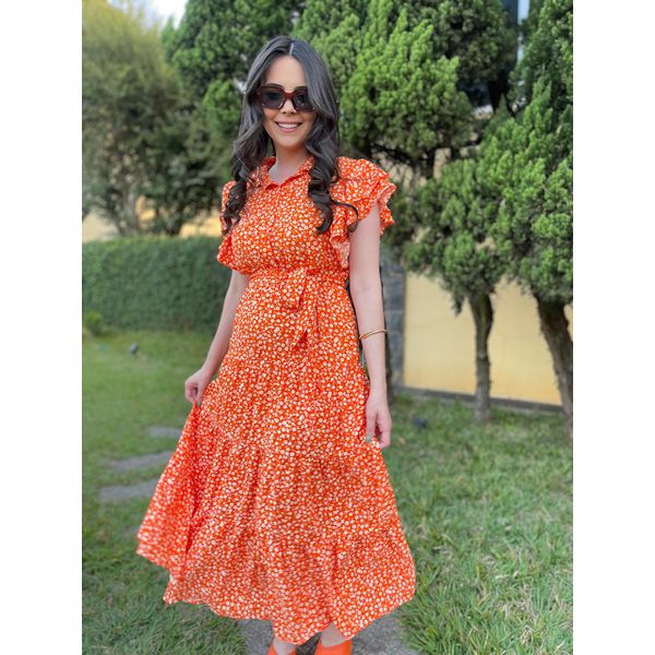 Vestido Catarina Laranja Floral 