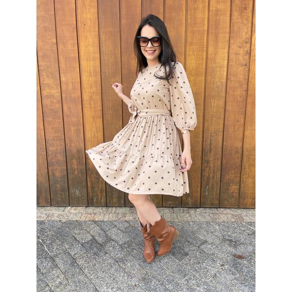 Vestido Bia Bege Póa