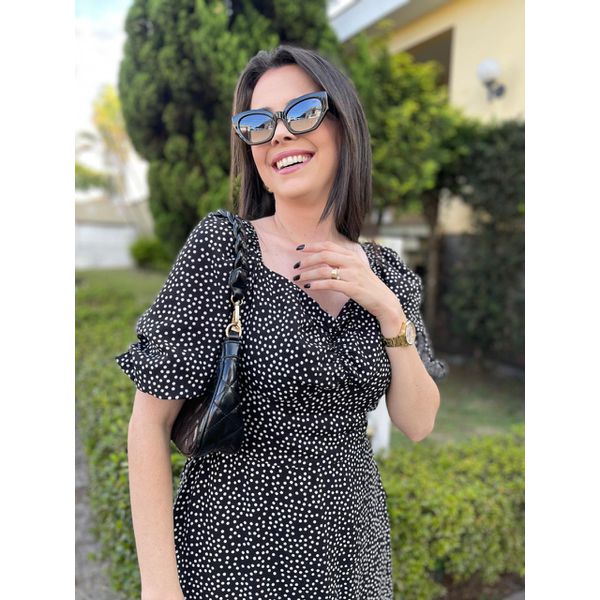 Vestido Nataly Preto poá