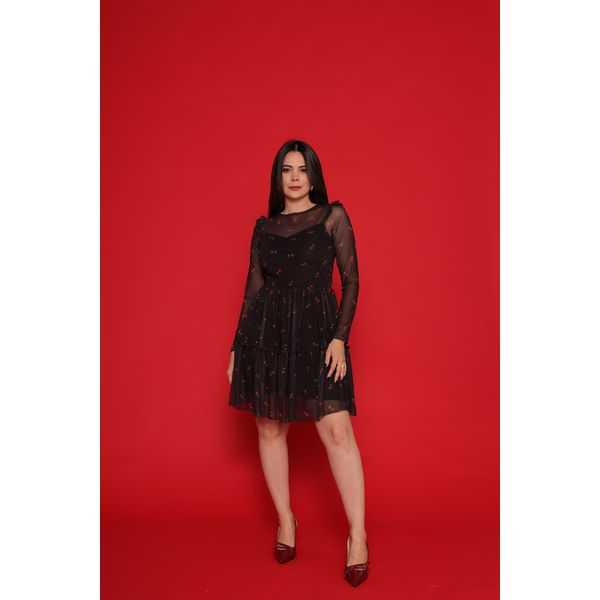 Vestido Cereja Preto 