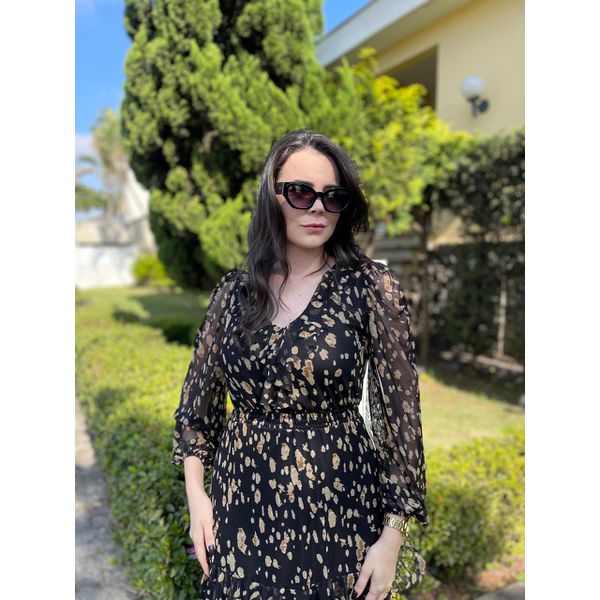 Vestido Emili Preto Estampado 
