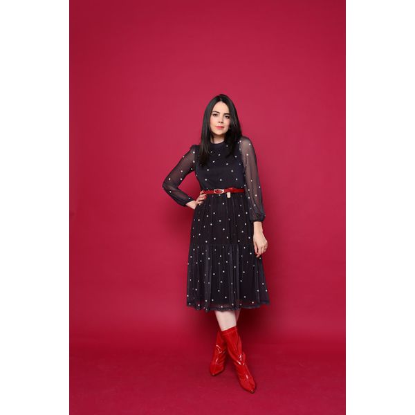 Vestido Heloisa Preto Poá