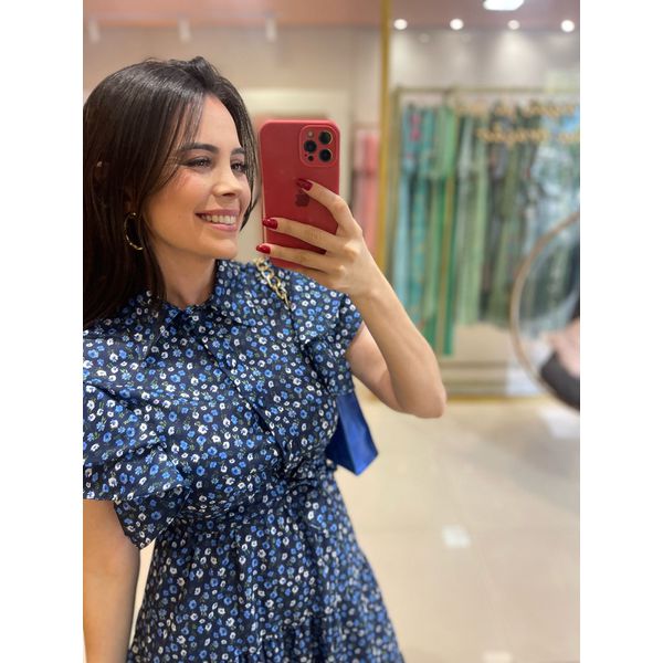 Vestido Catarina Azul Marinho Liberty
