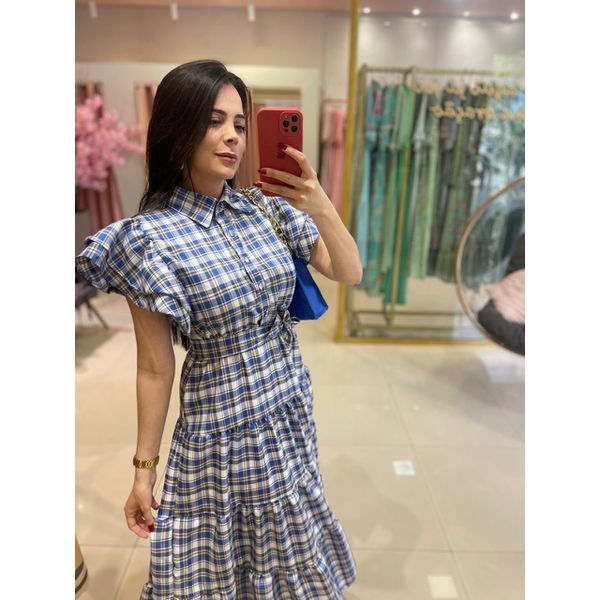 Vestido Catarina Xadrez Azul 