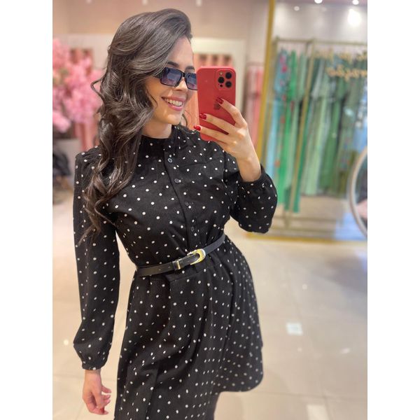 Vestido Milena Preto Poá