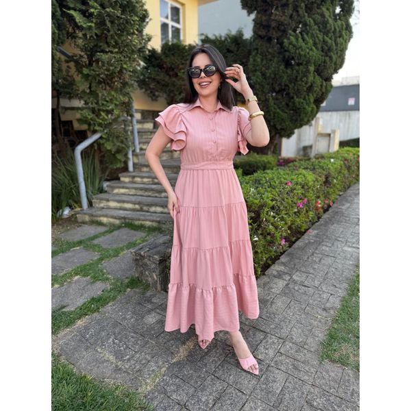Vestido Catarina Rose Risca de Giz Plus