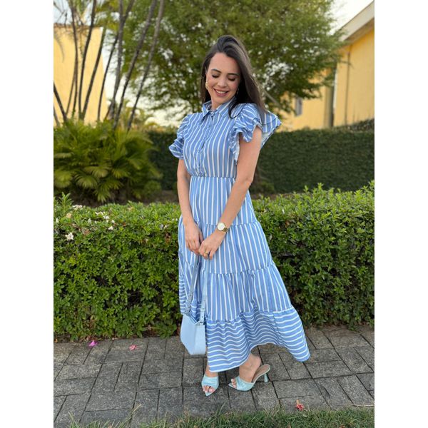 Vestido Catarina Azul Listrado