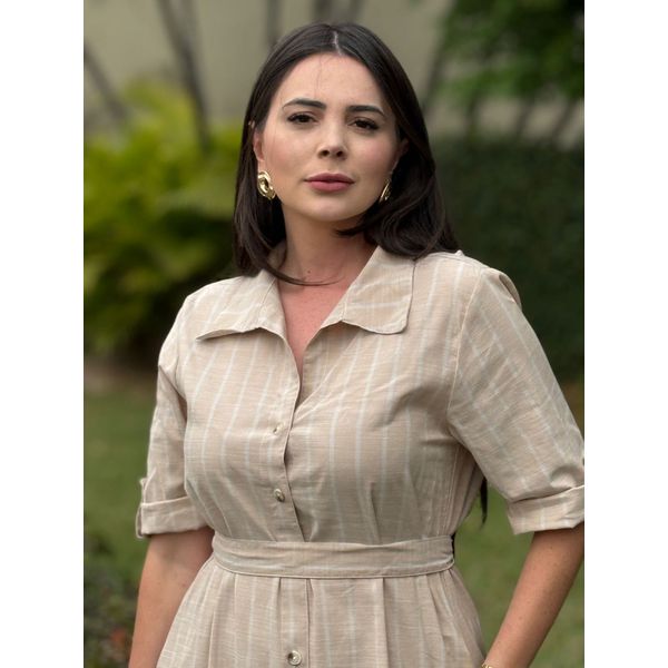 Chemise Leticia Bege Listrado