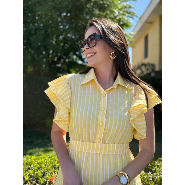 Vestido Catarina Amarelo Listrado