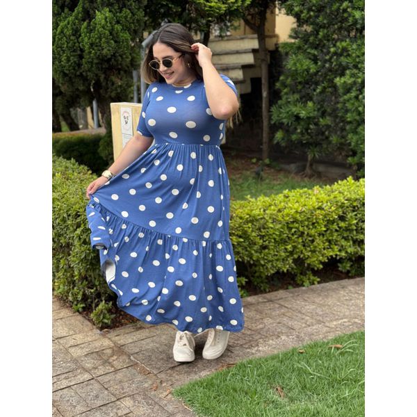 Vestido Cecilia Azul Poá