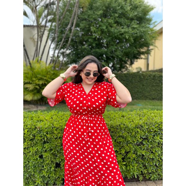 Vestido Monica Vermelho Poá
