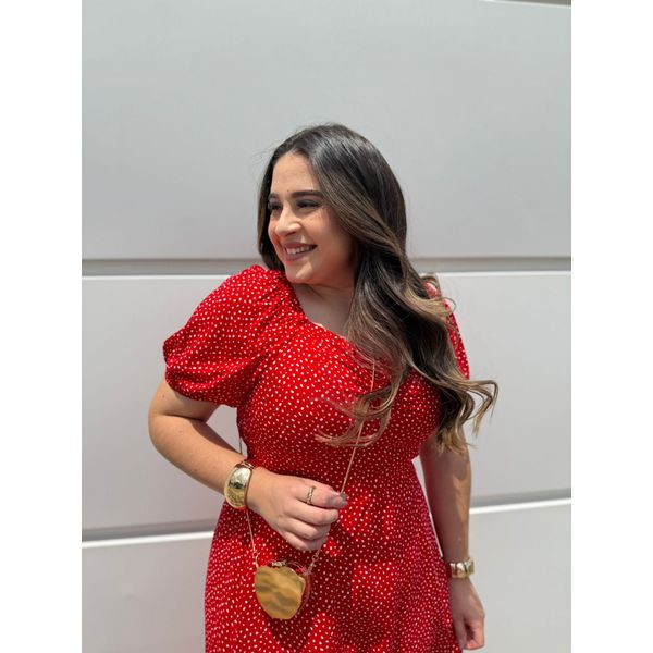 Vestido Nataly Vermelho Poá 