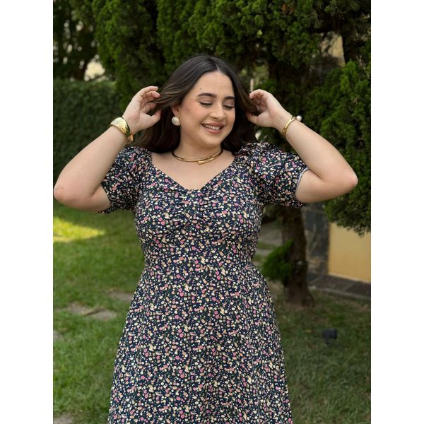 Vestido Antonia Azul Marinho Liberty