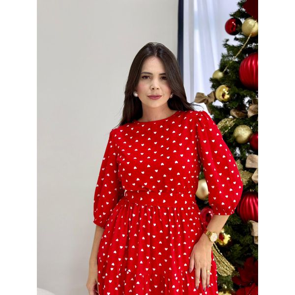 Vestido Bia Vermelho Coraçoes 