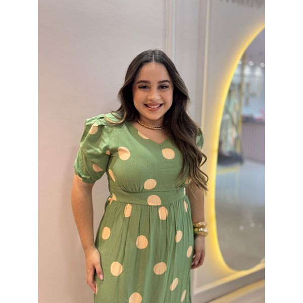 Vestido Nayara Verde Poá