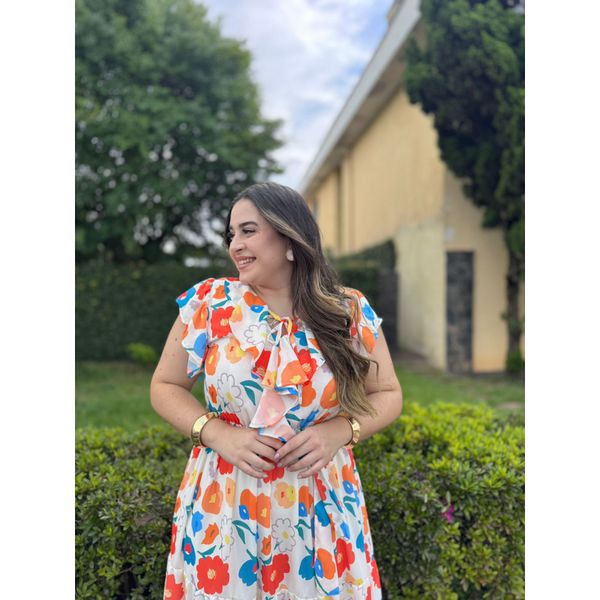 Vestido Charlotte Laranja Estampado 