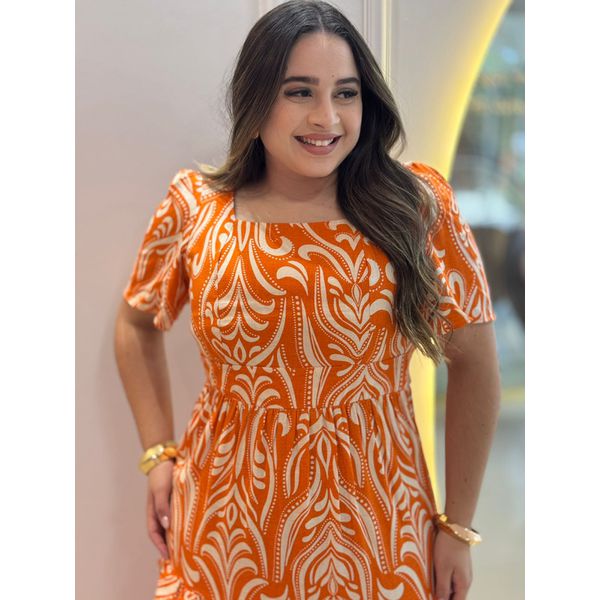 Vestido Dina Laranja Estampado