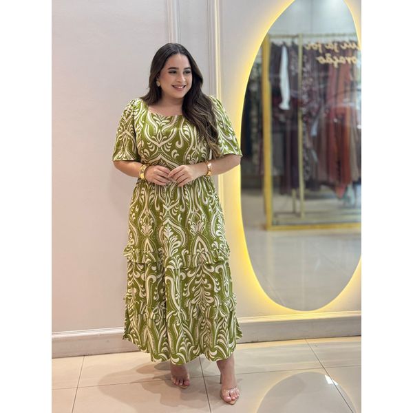 Vestido Dina Verde Estampado Plus