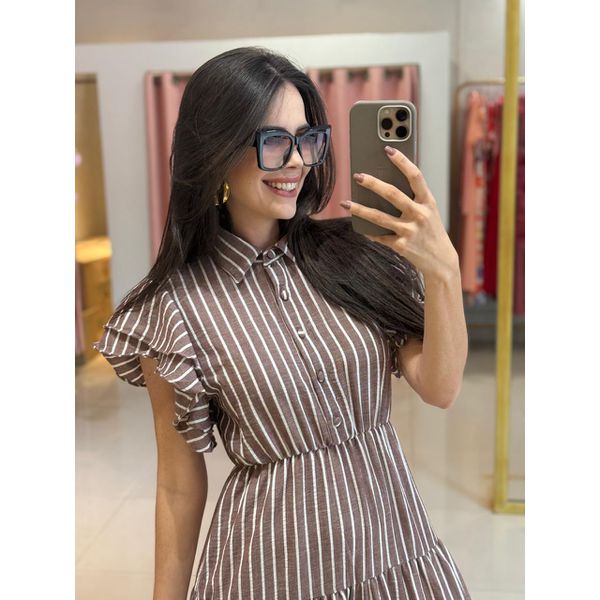 Vestido Catarina Marrom Listrado