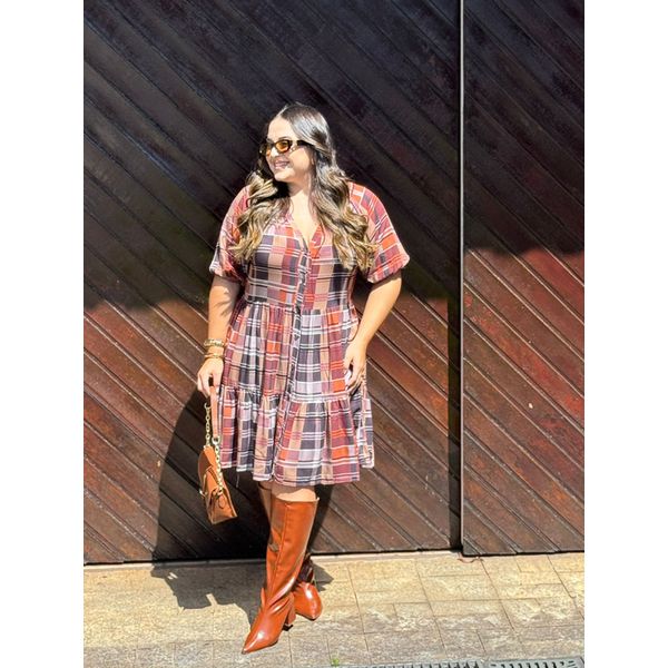 Chemise Renata Xadrez Marrom