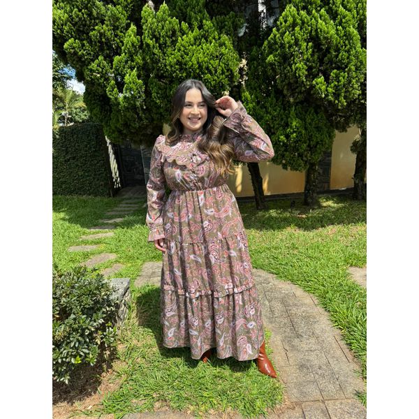 Vestido Helena Verde Estampado Plus