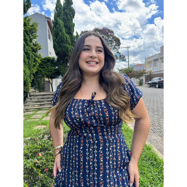 Vestido Michele Azul Marinho Liberty
