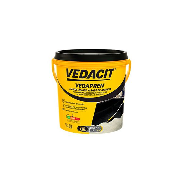 IMPERMEABILIZANTE VEDAPREN PRETO (VEDACIT PRO VEDAPREN MANTA LIQUIDA ASFALTICA) - VEDACIT