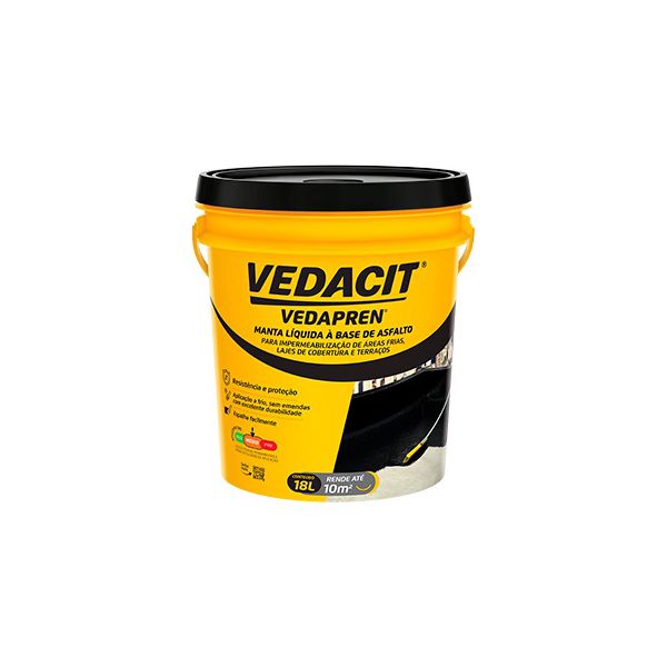 IMPERMEABILIZANTES VEDAPREN PRETO 18KG (VEDACIT PRO VEDAPREN MANTA LIQUIDA ACRILICA) - VEDACIT